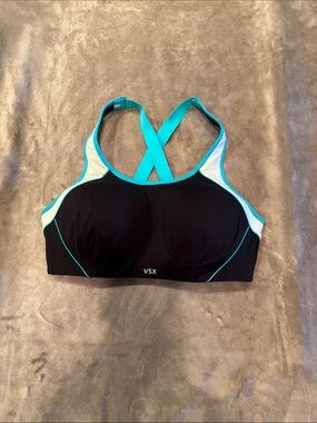 Victoria's Secret VSX Black and Teal Cross-Back Sports Bra
